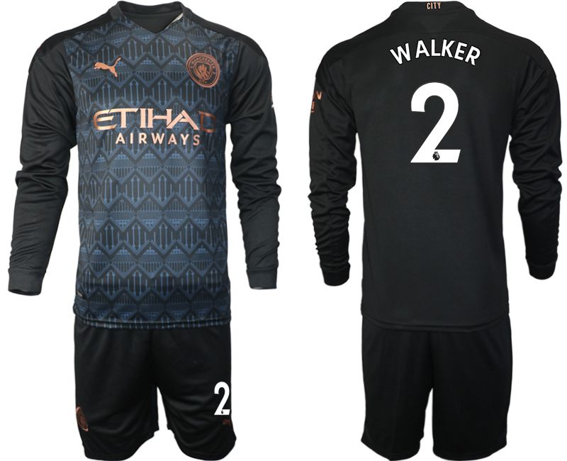 Men 2020-2021 club Manchester city home long sleeve #2 black Soccer Jerseys->manchester city jersey->Soccer Club Jersey
